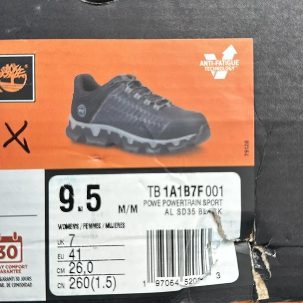 TIMBERLAND PRO POWERTRAIN SPORT ALLOY TOE BLACK WORK SNEAKER 9.5 NEW